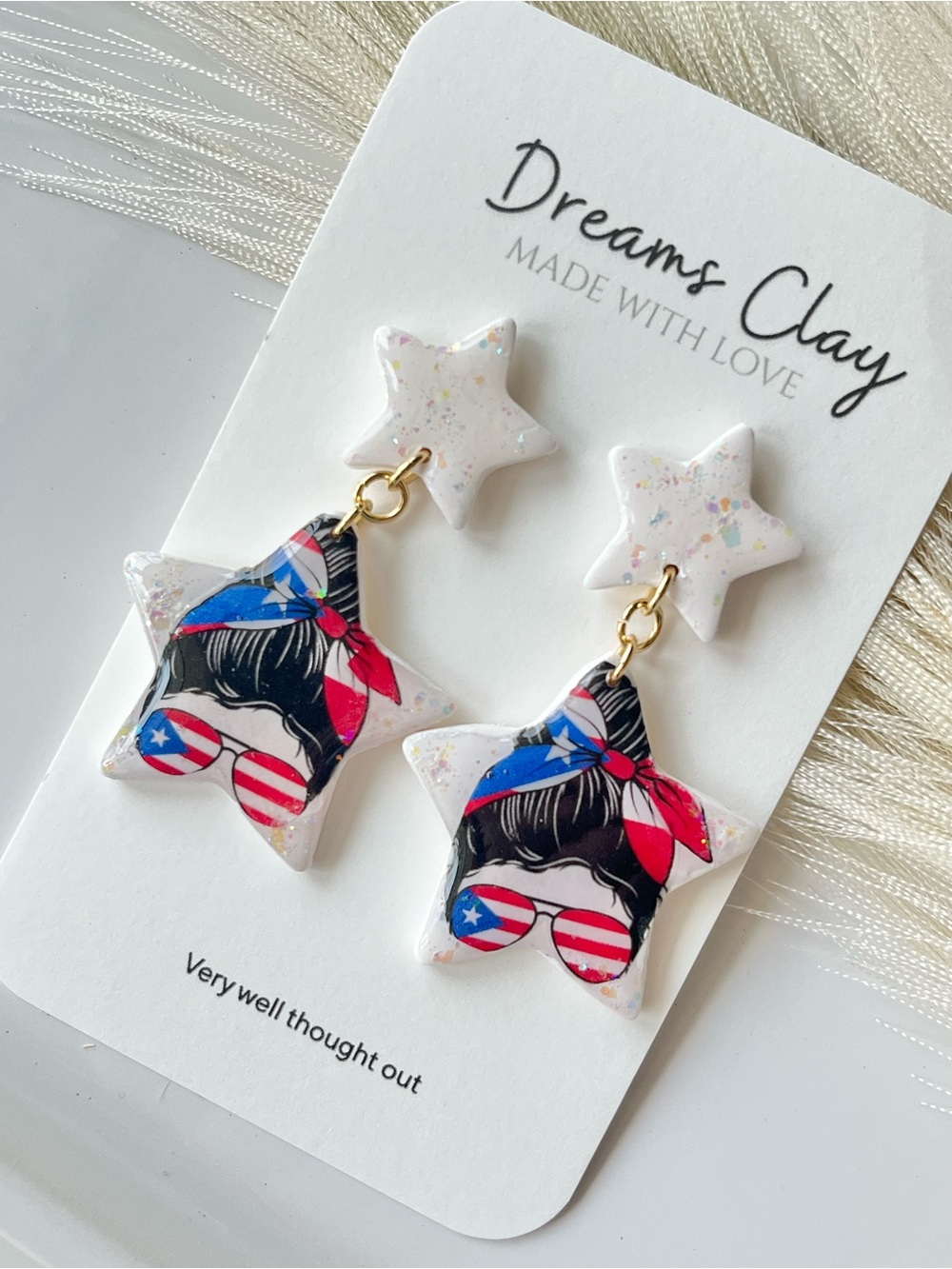 White Star Puertorican Earrings